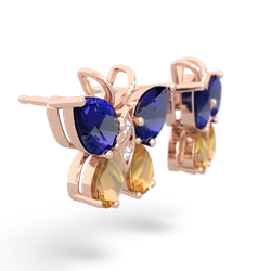 Lab Sapphire Butterfly 14K Rose Gold earrings E2215