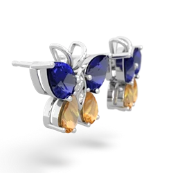 Lab Sapphire Butterfly 14K White Gold earrings E2215