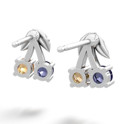 Lab Sapphire Sweet Cherries 14K White Gold earrings E7001