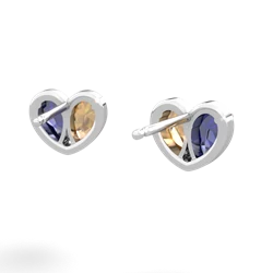 Lab Sapphire 'Our Heart' 14K White Gold earrings E5072