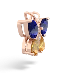 Lab Sapphire Butterfly 14K Rose Gold pendant P2215