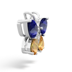 Lab Sapphire Butterfly 14K White Gold pendant P2215