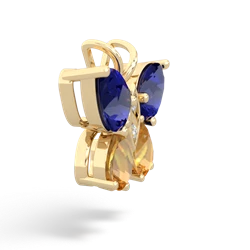 Lab Sapphire Butterfly 14K Yellow Gold pendant P2215