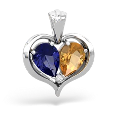 Lab Sapphire Two Become One 14K White Gold pendant P5330