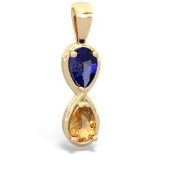 Lab Sapphire Infinity 14K Yellow Gold pendant P5050