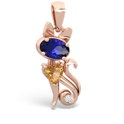 Lab Sapphire Kitten 14K Rose Gold pendant P5780