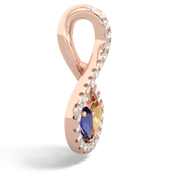 Lab Sapphire Pave Twist 'One Heart' 14K Rose Gold pendant P5360