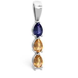 Lab Sapphire Dew Drops 14K White Gold pendant P2251