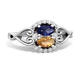 Lab Sapphire Love Nest 14K White Gold ring R5860