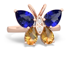 Lab Sapphire Butterfly 14K Rose Gold ring R2215