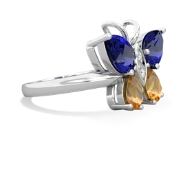 Lab Sapphire Butterfly 14K White Gold ring R2215