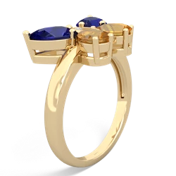 Lab Sapphire Butterfly 14K Yellow Gold ring R2215