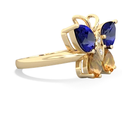 Lab Sapphire Butterfly 14K Yellow Gold ring R2215