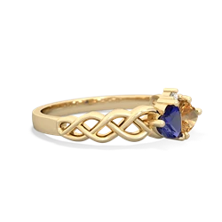 Lab Sapphire Heart To Heart Braid 14K Yellow Gold ring R5870