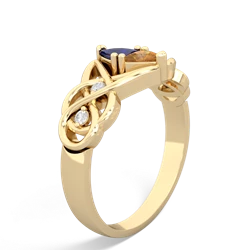 Lab Sapphire Keepsake Celtic Knot 14K Yellow Gold ring R5300