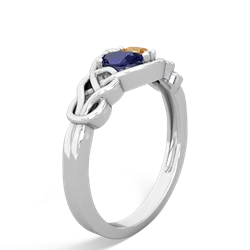 Lab Sapphire Celtic Love Knot 14K White Gold ring R5420