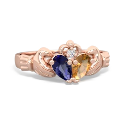 Lab Sapphire 'Our Heart' Claddagh 14K Rose Gold ring R2388