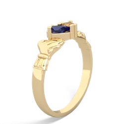Lab Sapphire 'Our Heart' Claddagh 14K Yellow Gold ring R2388