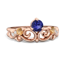 Lab Sapphire Crown Keepsake 14K Rose Gold ring R5740