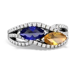 Lab Sapphire Diamond Rivers 14K White Gold ring R3070