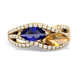 Lab Sapphire Diamond Rivers 14K Yellow Gold ring R3070