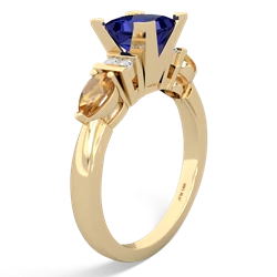 Lab Sapphire 6Mm Princess Eternal Embrace Engagement 14K Yellow Gold ring C2002