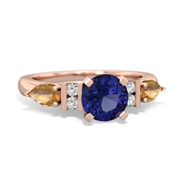 Lab Sapphire 6Mm Round Eternal Embrace Engagement 14K Rose Gold ring R2005