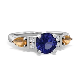 Lab Sapphire 6Mm Round Eternal Embrace Engagement 14K White Gold ring R2005