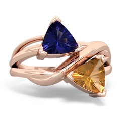 Lab Sapphire Split Band Swirl 14K Rose Gold ring R2341