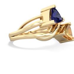 Lab Sapphire Split Band Swirl 14K Yellow Gold ring R2341