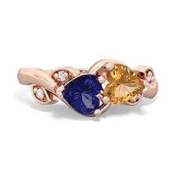 Lab Sapphire Floral Elegance 14K Rose Gold ring R5790