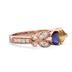 Lab Sapphire Diamond Butterflies 14K Rose Gold ring R5601