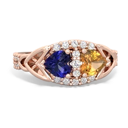 Lab Sapphire Sparkling Celtic Knot 14K Rose Gold ring R2645