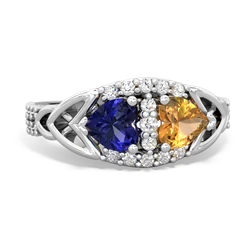 Lab Sapphire Sparkling Celtic Knot 14K White Gold ring R2645