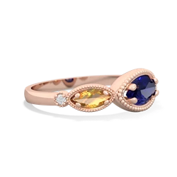 Lab Sapphire Milgrain Marquise 14K Rose Gold ring R5700