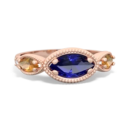 Lab Sapphire Milgrain Marquise 14K Rose Gold ring R5700