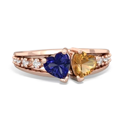 Lab Sapphire Heart To Heart 14K Rose Gold ring R3342