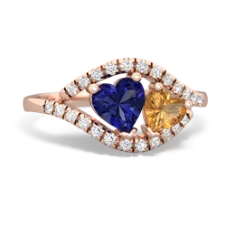 Lab Sapphire Mother And Child 14K Rose Gold ring R3010