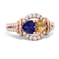 Lab Sapphire Art-Deco Keepsake 14K Rose Gold ring R5630