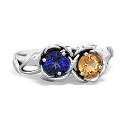 Lab Sapphire Rose Garden 14K White Gold ring R5510