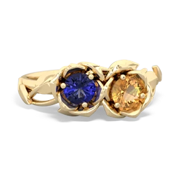 Lab Sapphire Rose Garden 14K Yellow Gold ring R5510