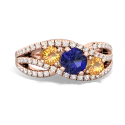 Lab Sapphire Three Stone Aurora 14K Rose Gold ring R3080