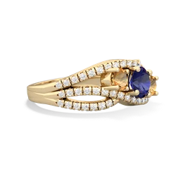 Lab Sapphire Three Stone Aurora 14K Yellow Gold ring R3080