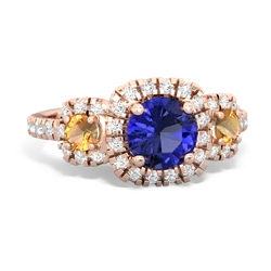 Lab Sapphire Regal Halo 14K Rose Gold ring R5350