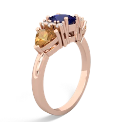 Lab Sapphire Antique Style Three Stone 14K Rose Gold ring R2186