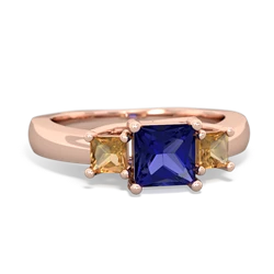 Lab Sapphire Three Stone Trellis 14K Rose Gold ring R4015