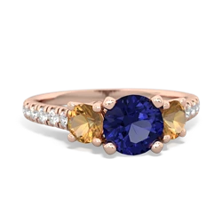 Lab Sapphire Pave Trellis 14K Rose Gold ring R5500