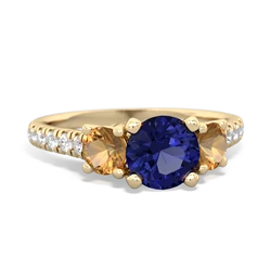 Lab Sapphire Pave Trellis 14K Yellow Gold ring R5500