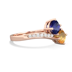 Lab Sapphire Channel Set Two Stone 14K Rose Gold ring R5303