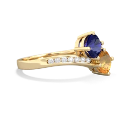 Lab Sapphire Channel Set Two Stone 14K Yellow Gold ring R5303